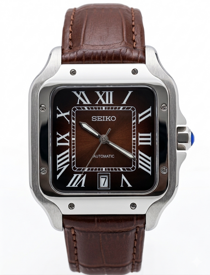 Santeiko Mod "Brown Roman" Leather - Reloj personalizado con movimiento automático NH35 y cristal de zafiro | XP Watch Co.