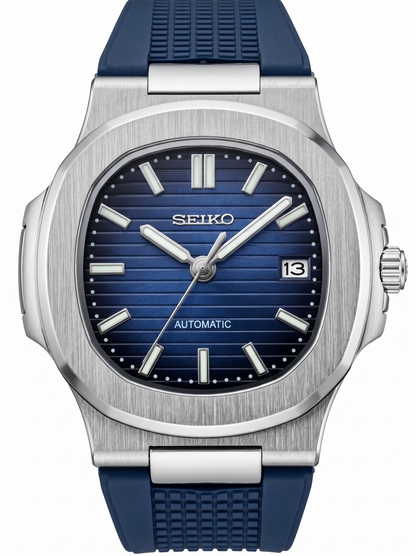 Nautic Mod "Navy Blue" Rubber - Reloj personalizado con cristal de zafiro y acero inoxidable 316L | XP Watch Co.