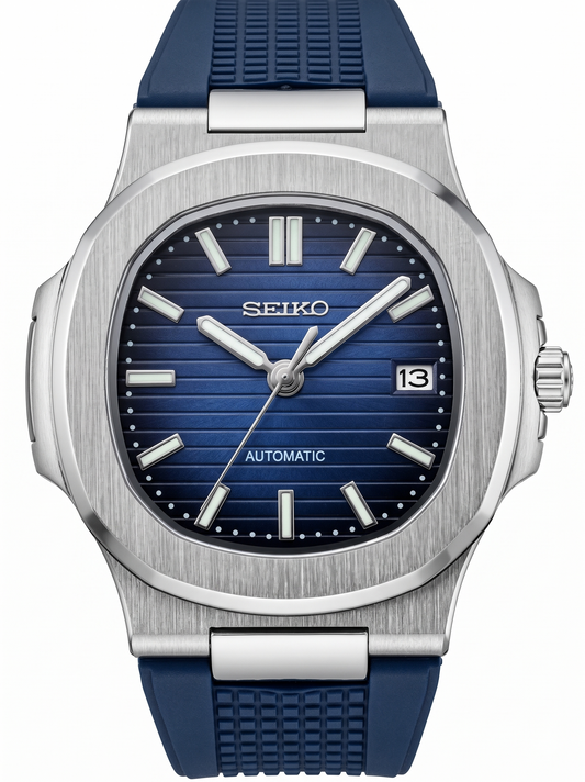 Nautic Mod "Navy Blue" Rubber - Reloj personalizado con cristal de zafiro y acero inoxidable 316L | XP Watch Co.