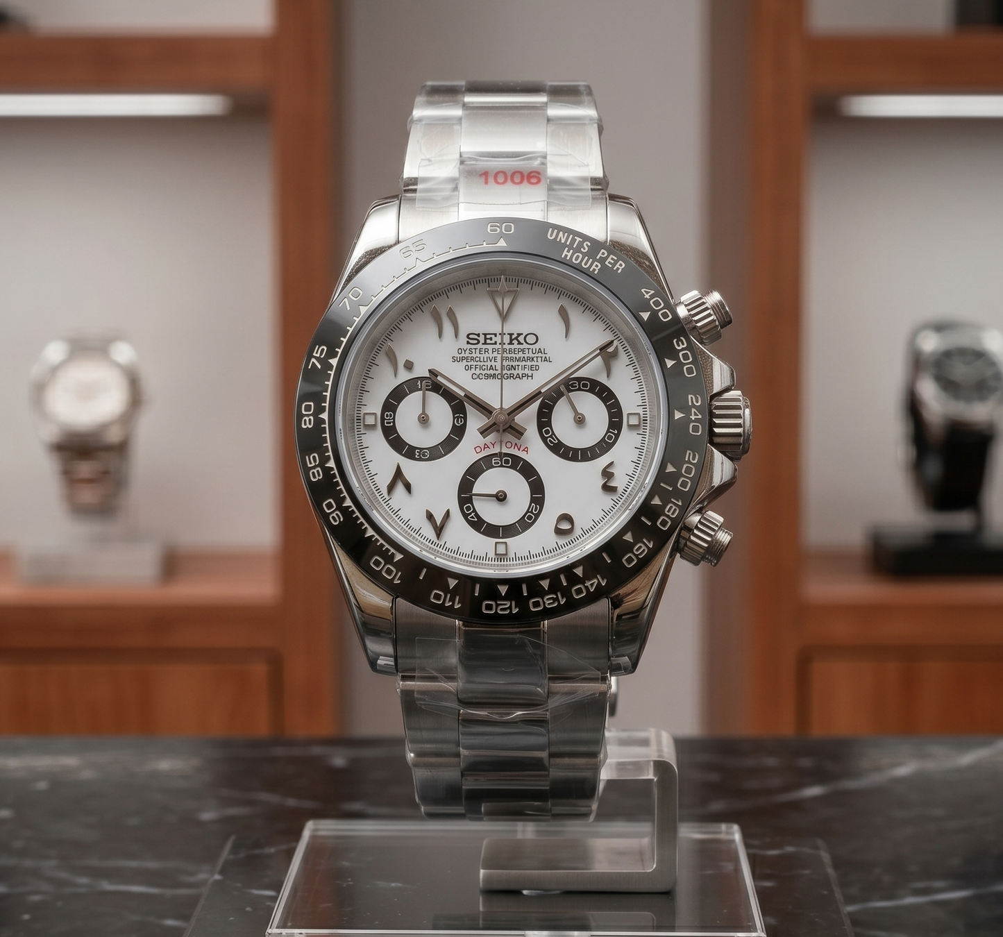 D-Racing "Panda Arábico" - Reloj personalizado con cronógrafo VK63 y cristal de zafiro | XP Watch Co.