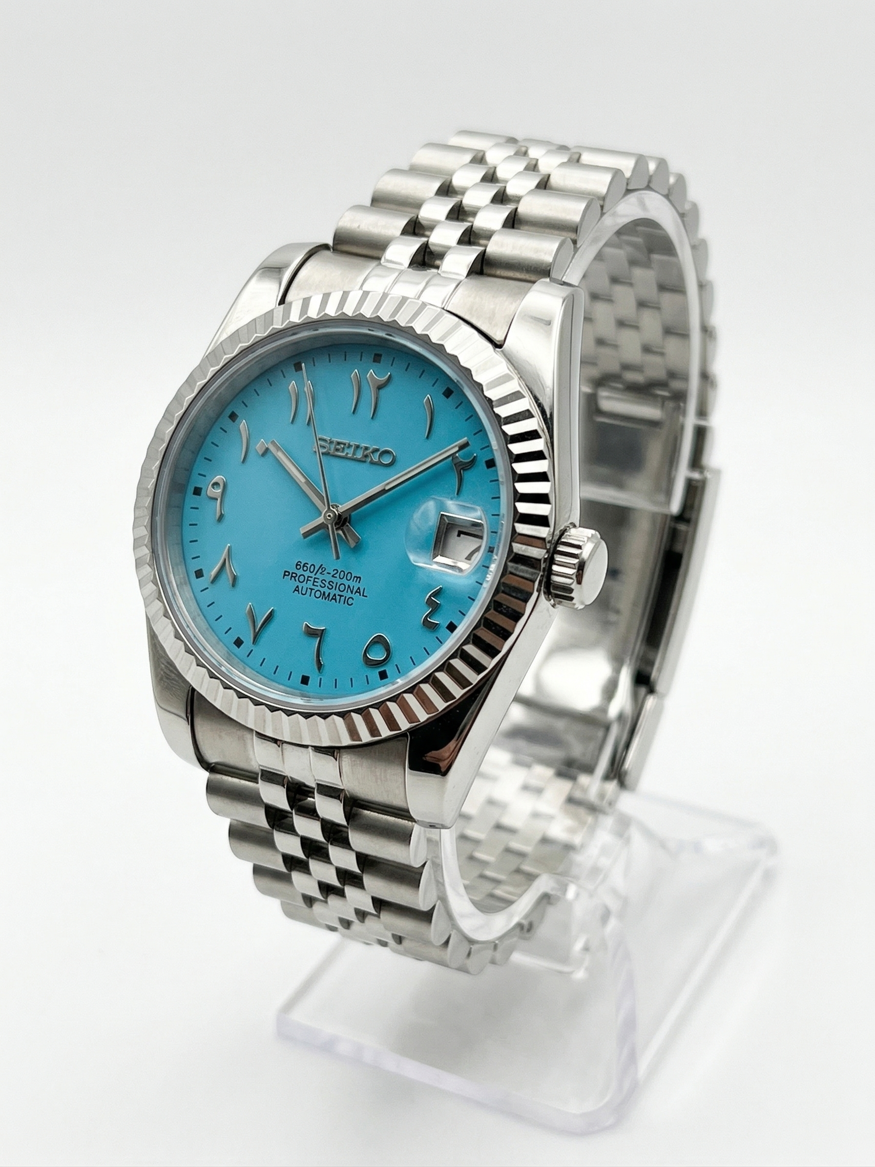 DJ-Fluted "Tiffany" Árabe con movimiento NH35, acero 316L y cristal zafiro | XP Watch Co.