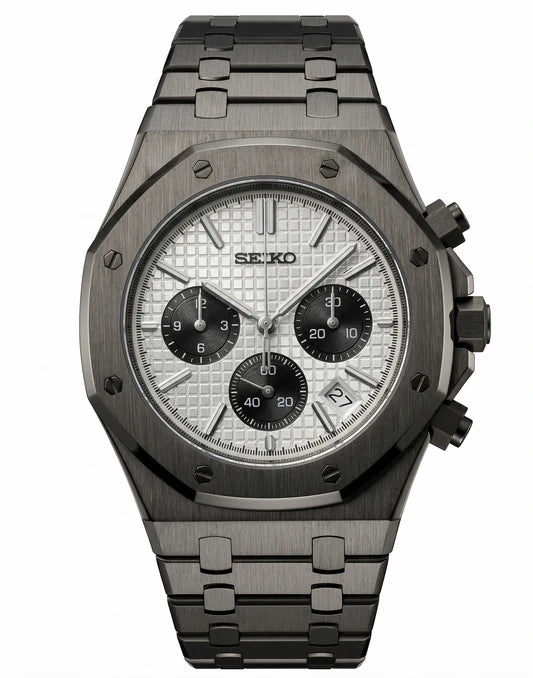 ROAK Chronograph "Black Panda" - Reloj personalizado con cronógrafo VK63 y acero inoxidable 316L | XP Watch Co.