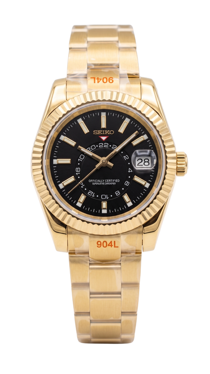 Sky-Dweller Gold "Negro" - Reloj personalizado con cristal de zafiro y acero inoxidable 316L / 904L | XP Watch Co.