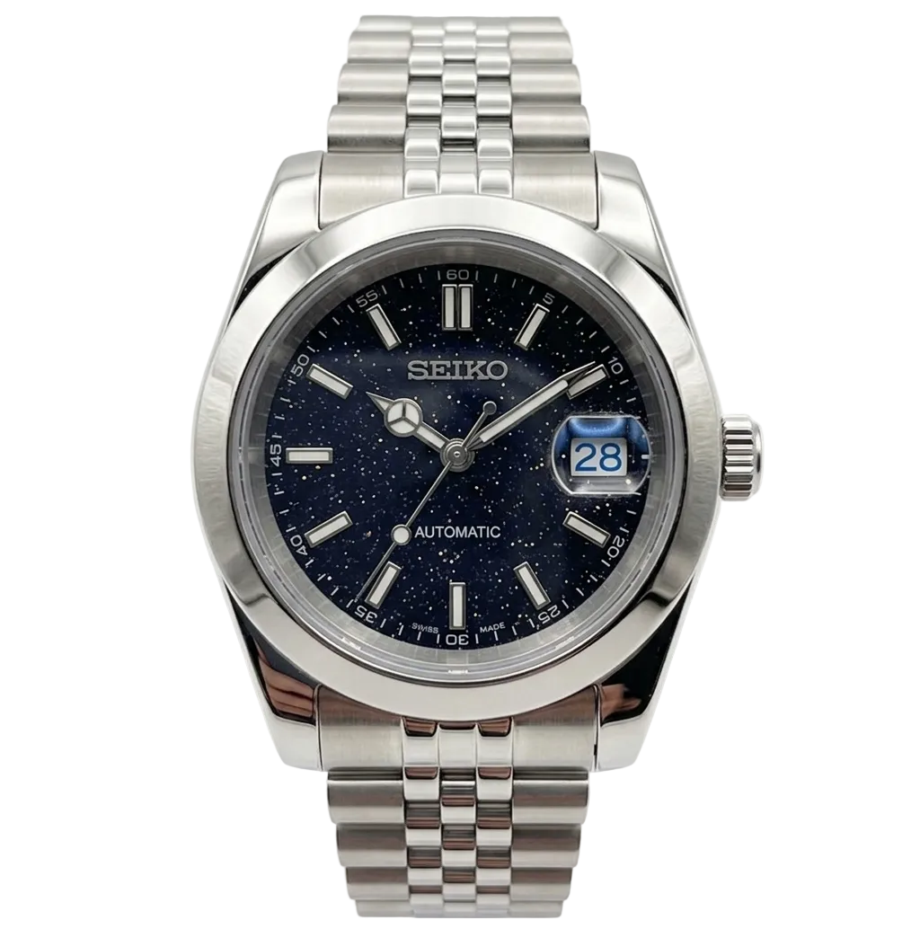 DJ-Fluted "Galaxy Black" - Reloj personalizado con movimiento automático NH35 y cristal de zafiro | XP Watch Co.