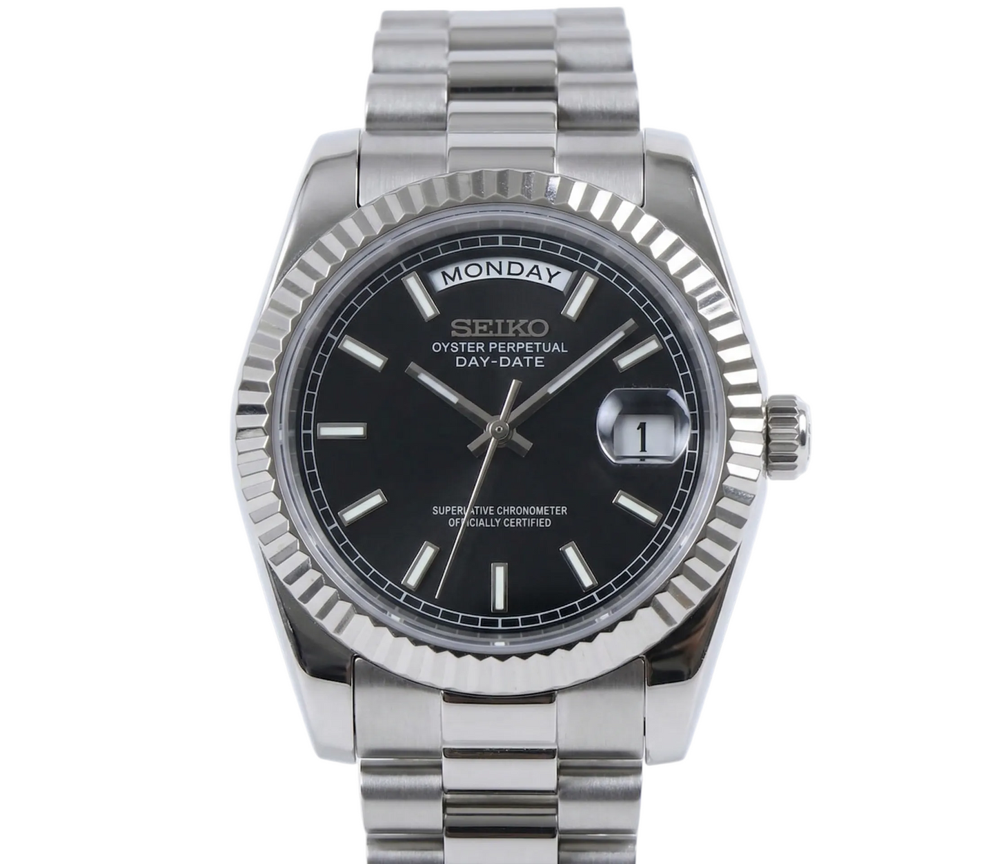 DD-President "Black" con movimiento NH70, cristal zafiro y acero 316L | XP Watch Co.