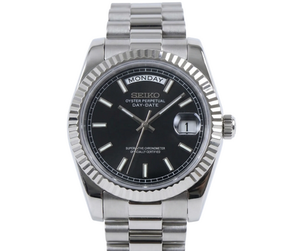 DD-President "Black" con movimiento NH70, cristal zafiro y acero 316L | XP Watch Co.