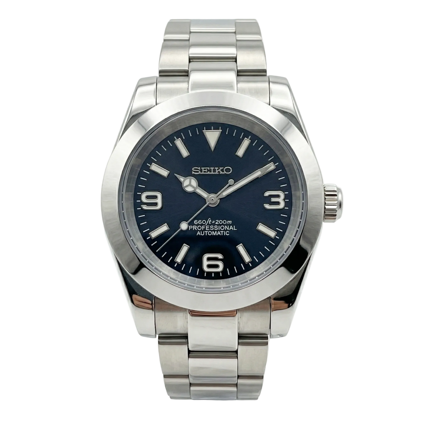 DJ-Fluted "Black" (Non-Fluted Bezel) - Reloj personalizado con cristal de zafiro y acero inoxidable 316L | XP Watch Co.