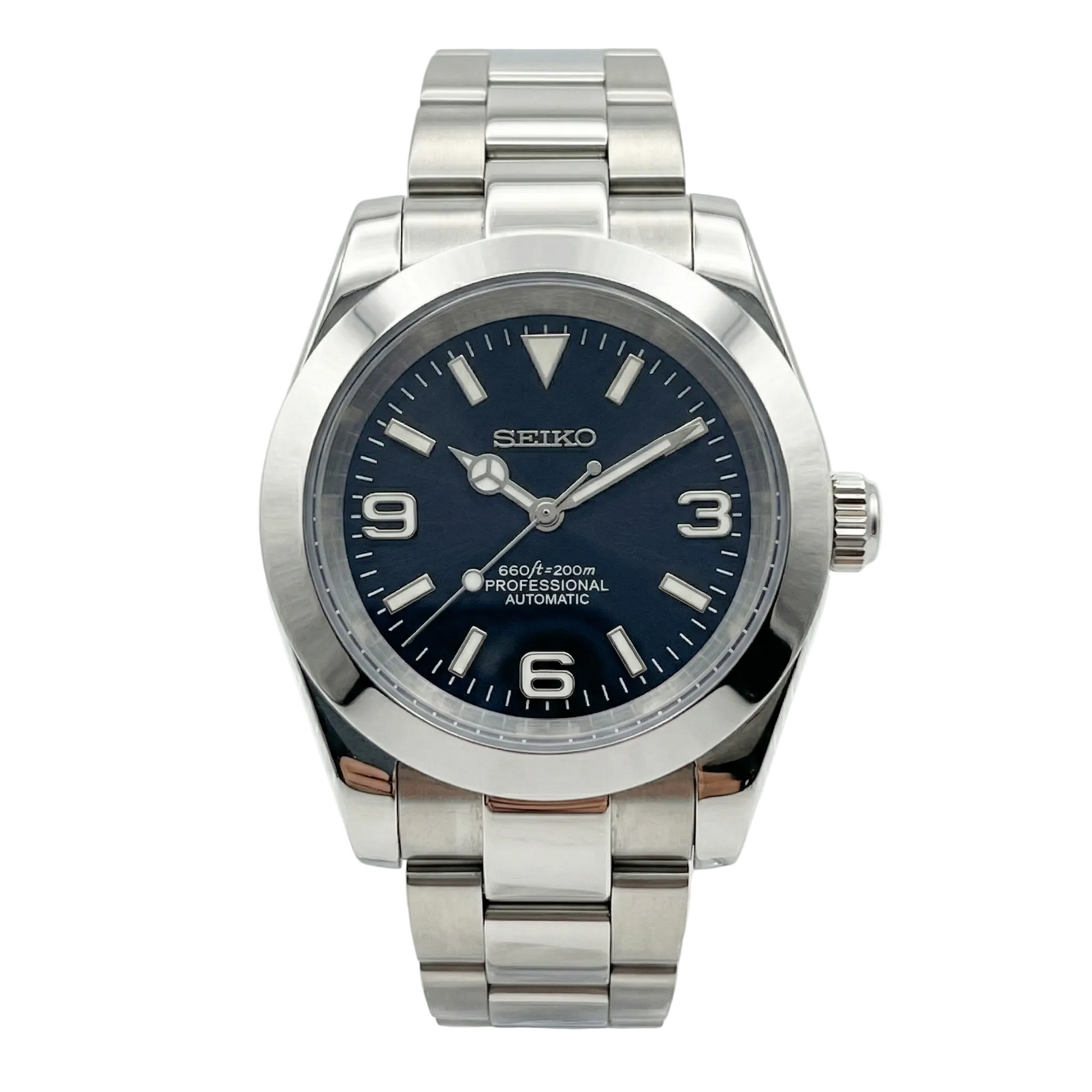 DJ-Fluted "Black" (Non-Fluted Bezel) - Reloj personalizado con cristal de zafiro y acero inoxidable 316L | XP Watch Co.