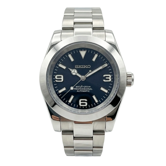 DJ-Fluted "Black" (Non-Fluted Bezel) - Reloj personalizado con cristal de zafiro y acero inoxidable 316L | XP Watch Co.