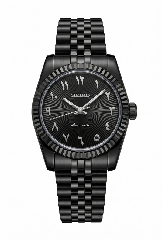 Reloj Automático XP Mod XP Mod DJ-Fluted "Black Stealth" Árabe - movimiento NH35, acero 316L, cristal zafiro | XP Watch Co.