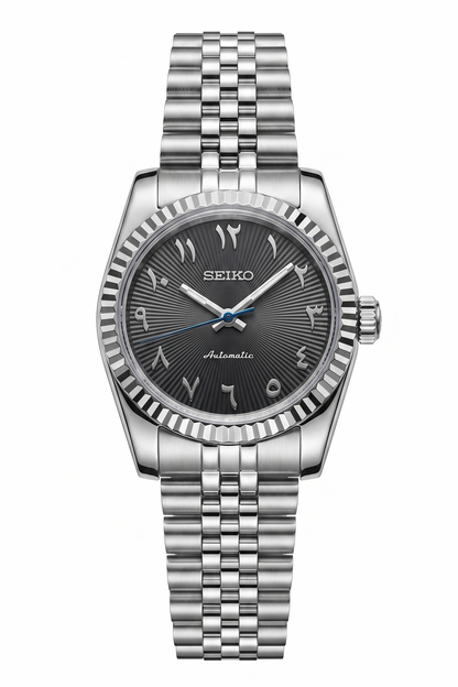 DJ-Fluted "Silver Stealth" Árabe - Reloj personalizado con movimiento automático NH35 y cristal de zafiro | XP Watch Co.