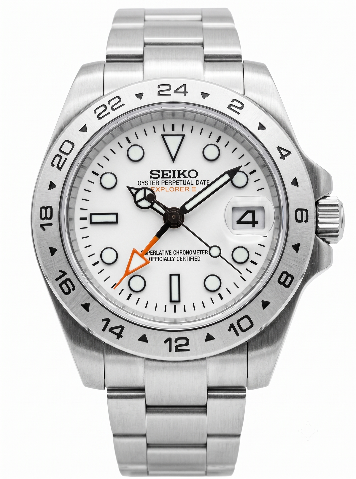 GMT Dual-Time Dual-Time "Explorer White" - Reloj personalizado con cristal de zafiro y acero inoxidable 316L | XP Watch Co.