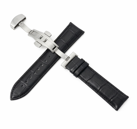 Grandko Strap - Cuero negro con cierre desplegable acero 316L, compatible con movimiento NH70 | XP Watch Co.