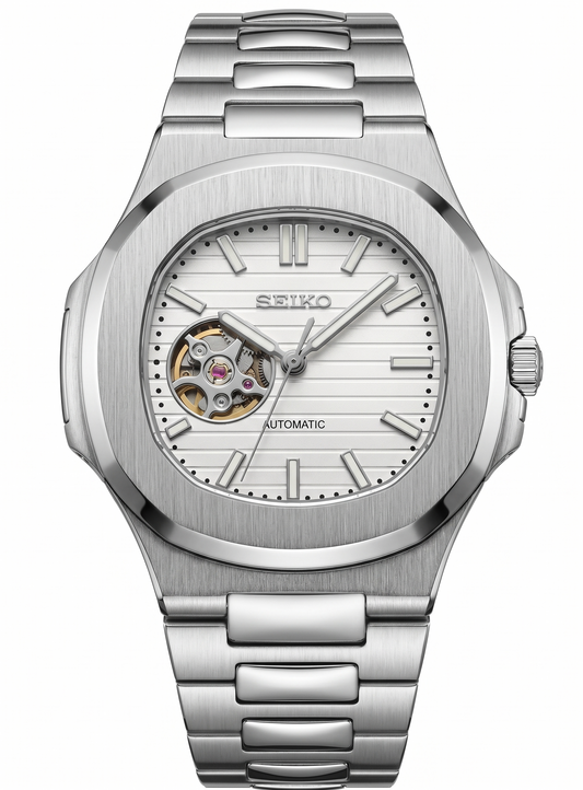 Reloj Automático XP Mod XP Mod Nautic "Open Heart" White con movimiento NH35, cristal zafiro y caja acero 316L, reloj automático de lujo | XP Watch Co.