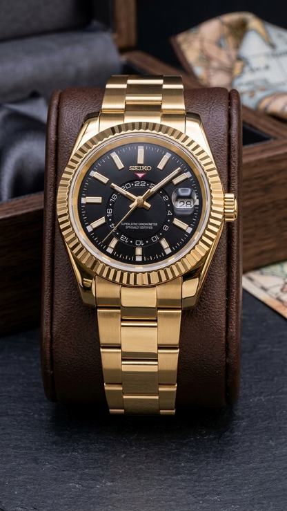 Sky-Dweller Gold "Negro" - Reloj personalizado con cristal de zafiro y acero inoxidable 316L | XP Watch Co.