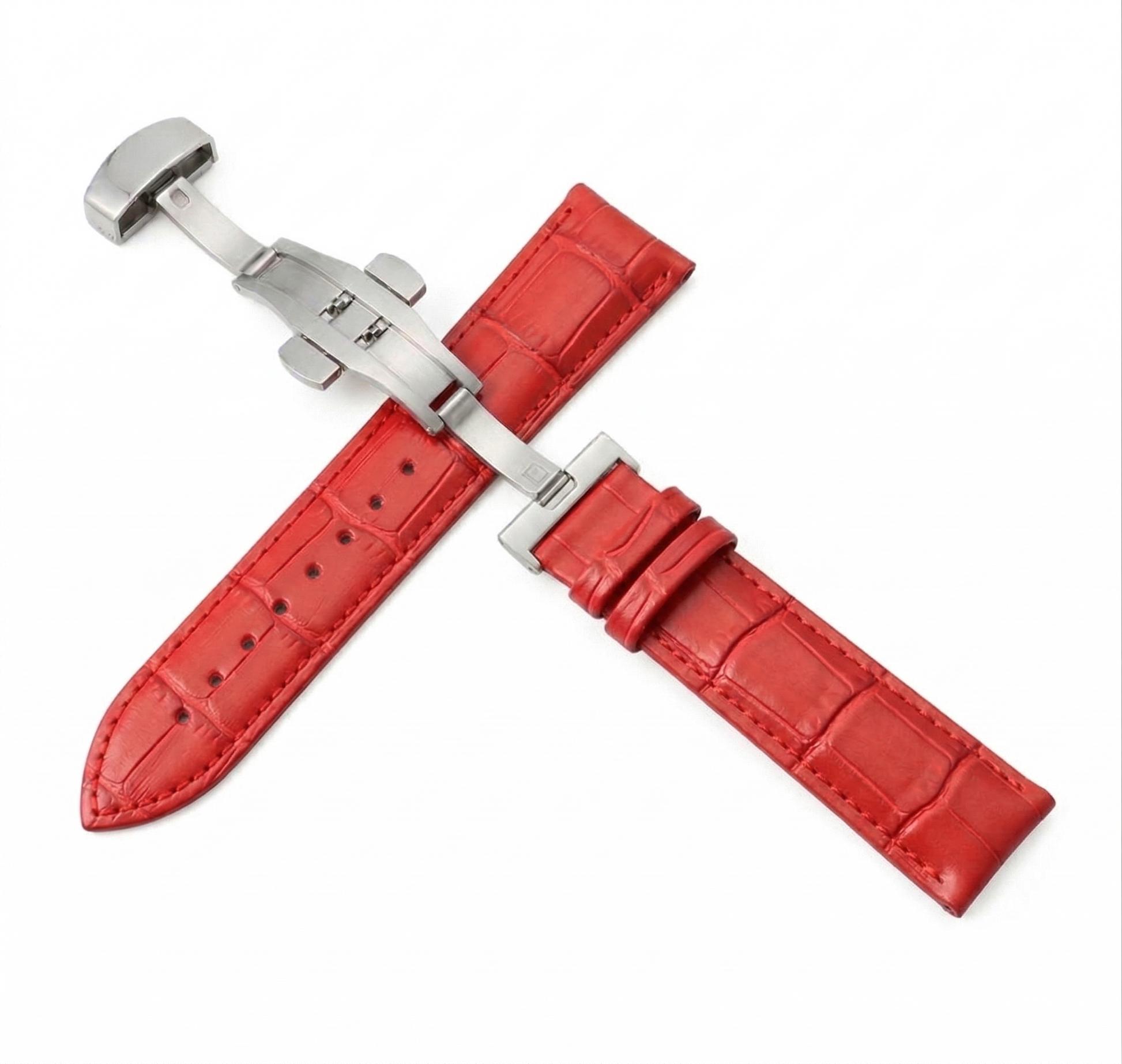 Grandko Strap - Cuero rojo con hebilla desplegable de acero 316L compatible con movimiento NH35 | XP Watch Co.