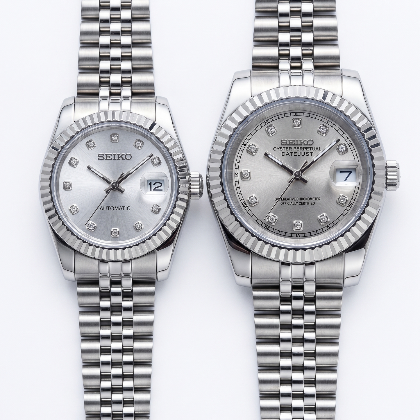 Combo Couple – "Silver Diamond" 31mm & "Rhodium" Diamond 39mm - Reloj personalizado con cristal de zafiro | XP Watch Co.