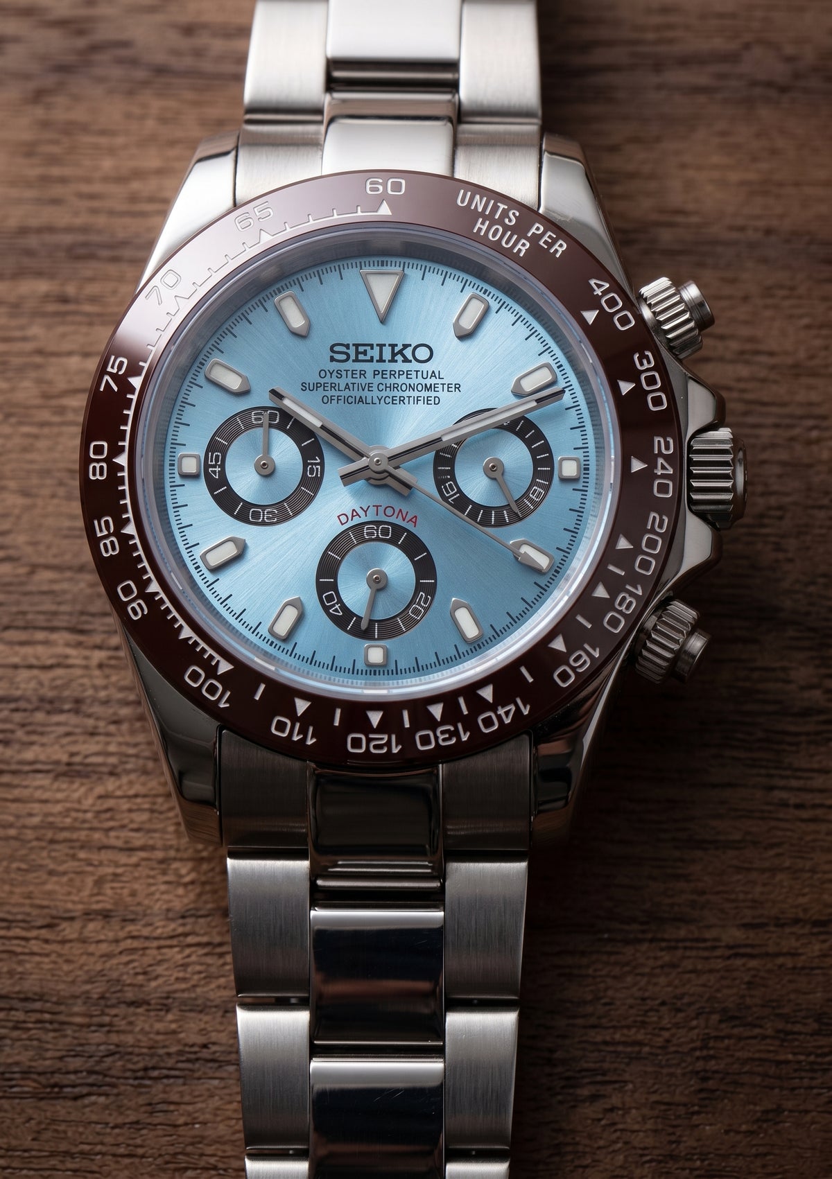 D-Racing "Ice Blue W/Brown" - Reloj personalizado con cristal de zafiro | XP Watch Co.