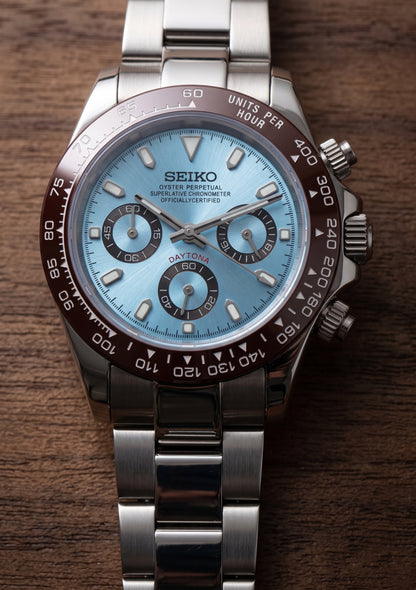 D-Racing "Ice Blue W/Brown" - Reloj personalizado con cristal de zafiro | XP Watch Co.