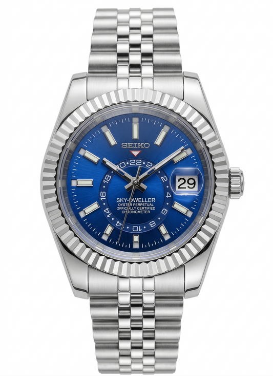 Sky-Dweller "Azul" con movimiento NH35, acero 316L, cristal zafiro, reloj automático | XP Watch Co.