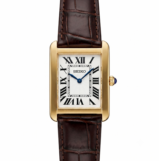 Santeiko Tank Gold Vintage - Reloj personalizado con cristal de zafiro y acero inoxidable 316L | XP Watch Co.