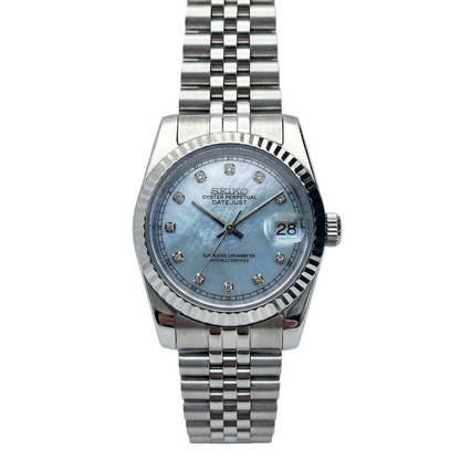 DJ-Fluted "Silver" Ice Pearl con movimiento NH35, cristal zafiro y acero 316L | XP Watch Co.