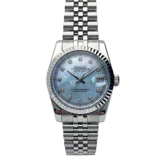 DJ-Fluted "Silver" Ice Pearl con movimiento NH35, cristal zafiro y acero 316L | XP Watch Co.