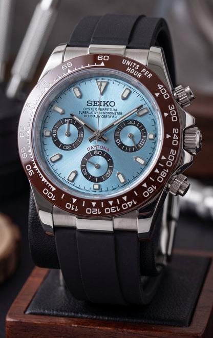D-Racing "Ice Blue W/Brown" - Reloj personalizado con cristal de zafiro | XP Watch Co.