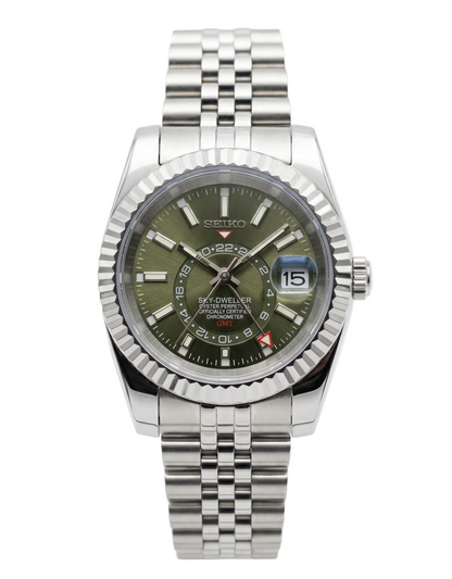 Sky-Dweller "Verde oliva" con movimiento NH35, cristal zafiro y acero 316L | XP Watch Co.