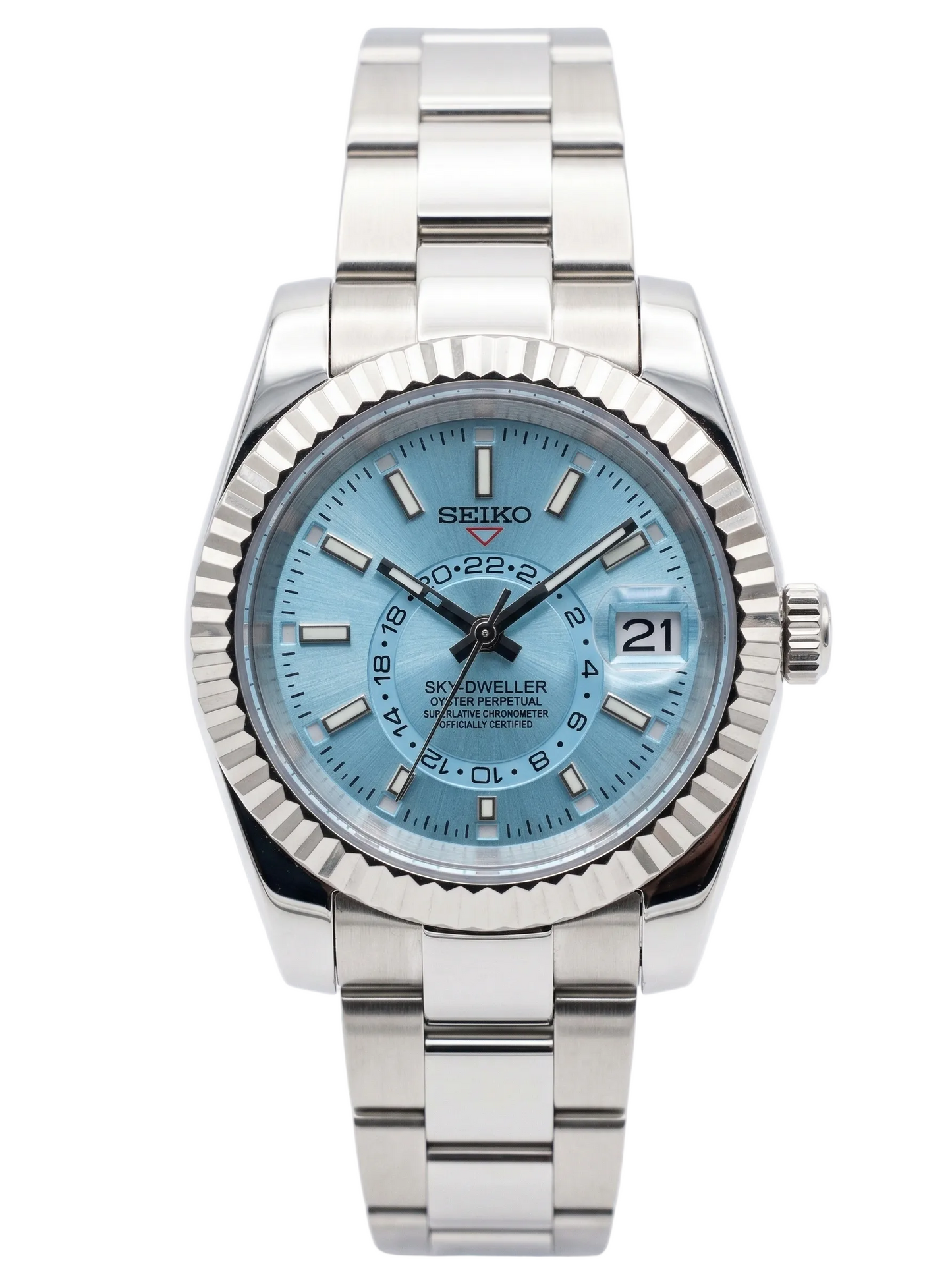 Sky-Dweller | Silver "Azul Cielo" con movimiento NH35, acero 316L y cristal zafiro | XP Watch Co.