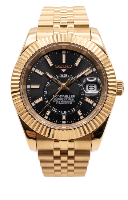 Sky-Dweller Gold "Negro" - Reloj personalizado con cristal de zafiro y acero inoxidable 316L | XP Watch Co.