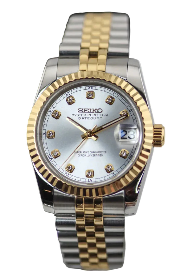 Ladyjust "Two-Tone Silver Diamond" - Reloj personalizado con cristal de zafiro y acero inoxidable 316L | XP Watch Co.