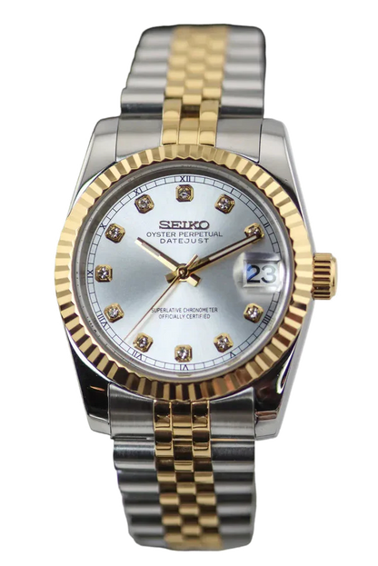 Ladyjust "Two-Tone Silver Diamond" - Reloj personalizado con cristal de zafiro y acero inoxidable 316L | XP Watch Co.