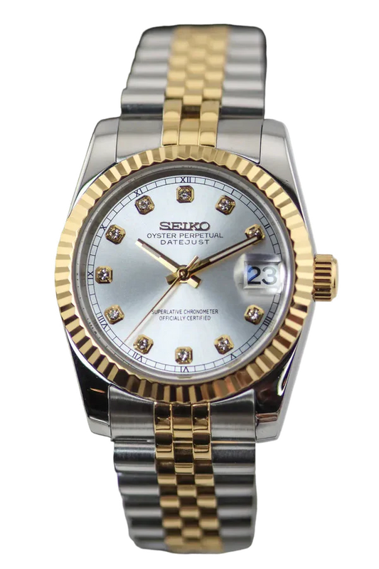 Ladyjust "Two-Tone Silver Diamond" - Reloj personalizado con cristal de zafiro y acero inoxidable 316L | XP Watch Co.