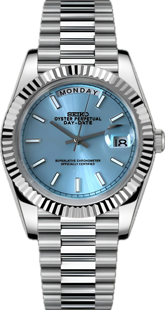 Reloj Automático XP Mod XP Mod DD-President "Ice Blue" con movimiento NH35, cristal zafiro y acero 316L | XP Watch Co.