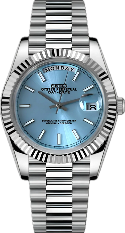 DD-President "Ice Blue" con movimiento NH70, cristal zafiro y acero 316L, reloj automático lujo | XP Watch Co.