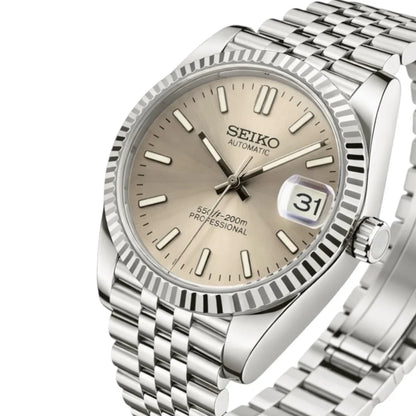 DJ-Fluted "Champagne" - Reloj personalizado con cristal de zafiro y acero inoxidable 316L | XP Watch Co.