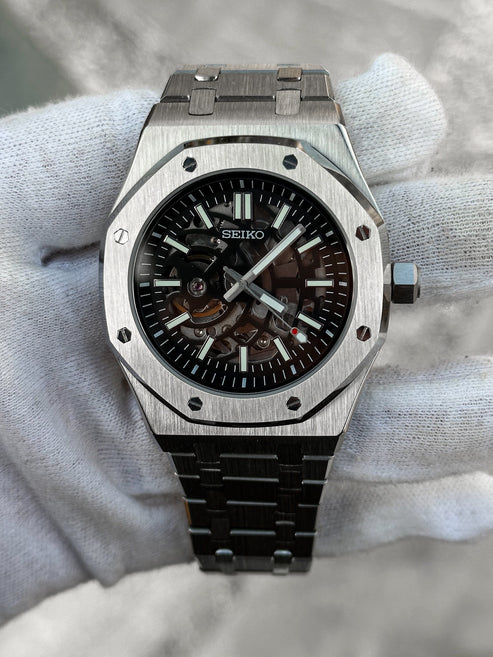 Reloj Automático XP Mod XP Mod ROAK "Skeleton Silver" con movimiento NH70, cristal zafiro y acero 316L | XP Watch Co.