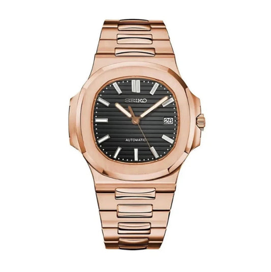 XP XP Mod Nautic Mod "Rose Gold W/Black" con movimiento NH35 automático, acero 316L y cristal zafiro | XP Watch Co.