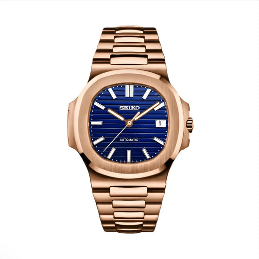 XP XP Mod Nautic Mod "Rose Gold W/Ocean Blue" con movimiento NH35 automático y cristal zafiro | XP Watch Co.