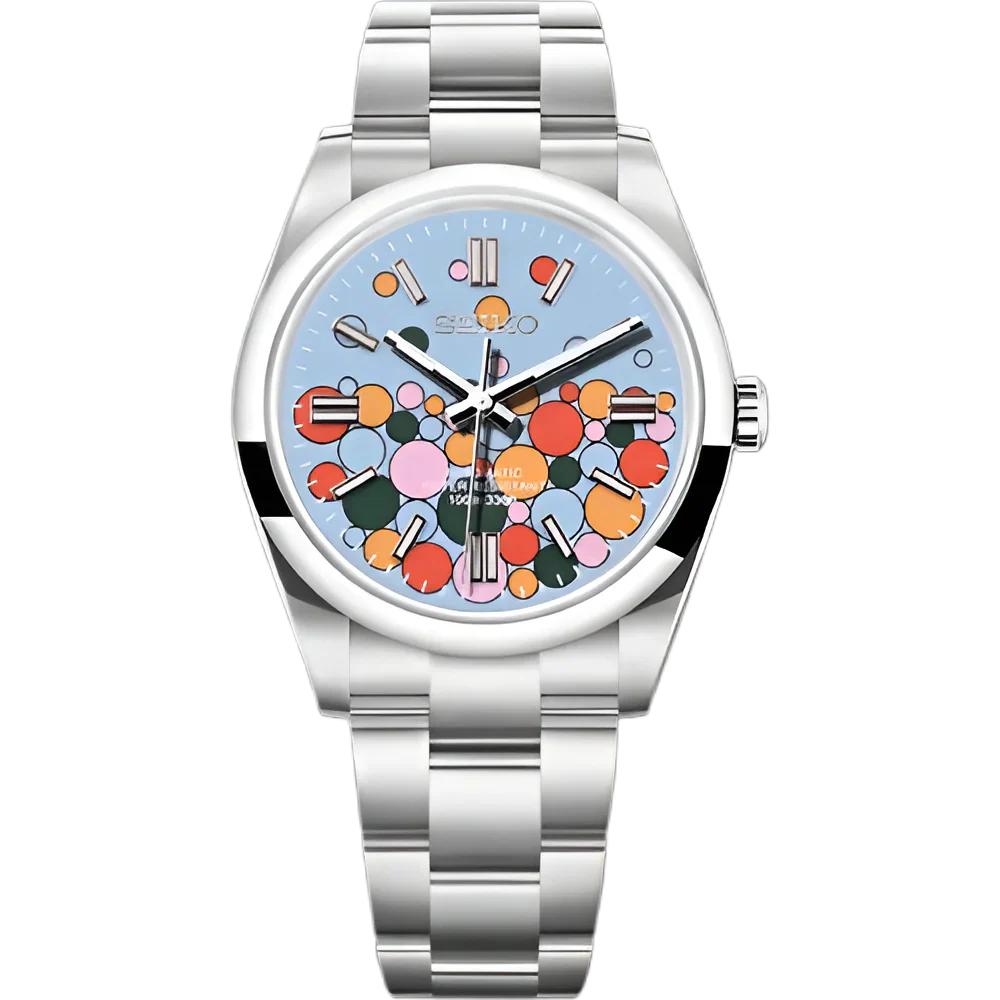 DJ-Fluted "Celebration Bubbles" (Non-Fluted Bezel) - Reloj personalizado con cristal de zafiro y acero 316L | XP Watch Co.