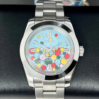 DJ-Fluted "Celebration Bubbles" (Non-Fluted Bezel) - Reloj personalizado con movimiento NH35 y cristal de zafiro | XP Watch Co.