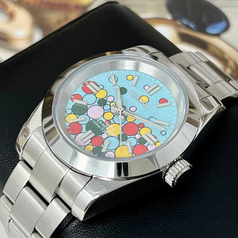 DJ-Fluted "Celebration Bubbles" (Non-Fluted Bezel) - Reloj personalizado con cristal de zafiro y acero inoxidable 316L | XP Watch Co.