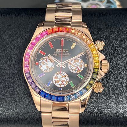 D-Racing "Rainbow" Rose Gold - Reloj personalizado con cristal de zafiro y acero inoxidable 316L | XP Watch Co.