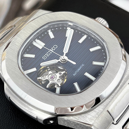 Nautic "Open Heart" Dark Blue - Reloj personalizado con cristal de zafiro y movimiento automático NH35 | XP Watch Co.