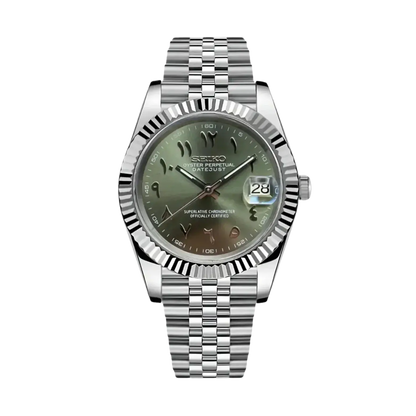 DJ-Fluted "Olive" Árabe - Reloj personalizado con cristal de zafiro y acero inoxidable 316L | XP Watch Co.