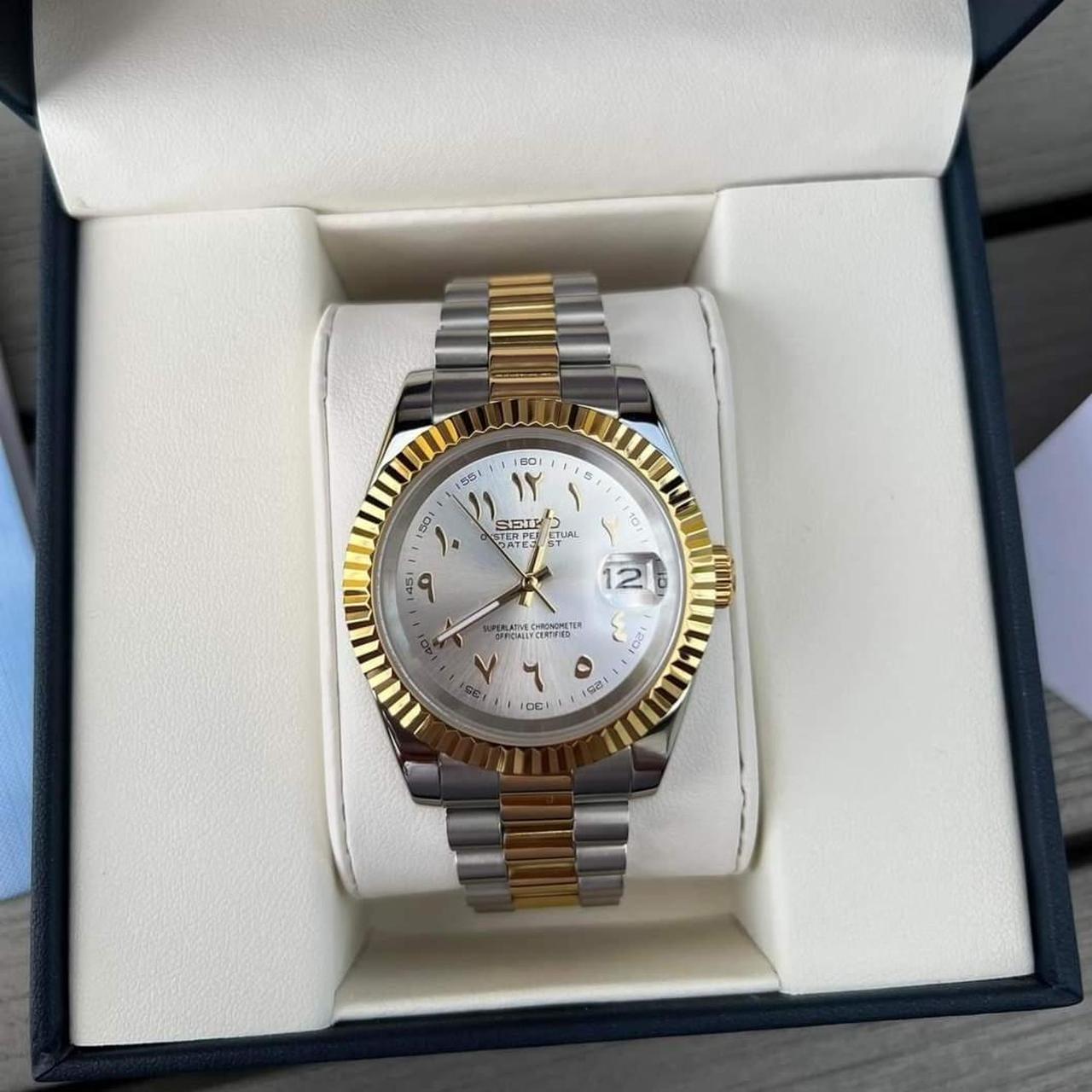 DJ-Fluted Two-Tone Arabic "Pure White" con movimiento NH35, acero 316L y cristal zafiro | XP Watch Co.
