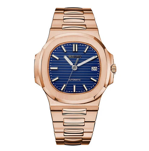 Nautic Mod "Rose Gold W/Ocean Blue" - Reloj personalizado con cristal de zafiro y acero inoxidable 316L | XP Watch Co.