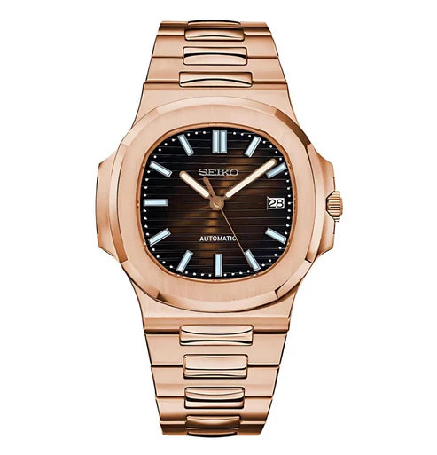Nautic Mod "Rose Gold Chocolate" - Reloj personalizado con movimiento automático NH35 y cristal de zafiro | XP Watch Co.
