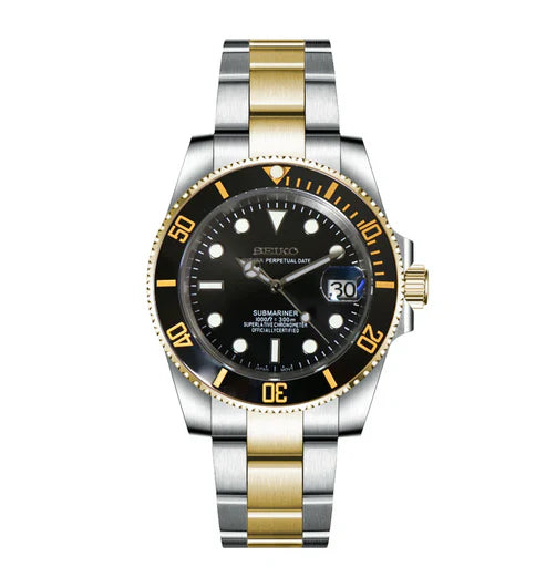 Sub-Diver "Two Tone Black" - Reloj personalizado con cristal de zafiro y acero inoxidable 316L | XP Watch Co.